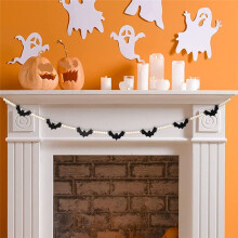 Wooden Halloween Bat Bead Garland Banner Halloween Decoration Halloween Decorations Fireplace Fireplace Wall