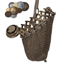 Handmade 1920'S English Coin Purse, Victorian Silver Twist Lid Gate Mesh Purse Victorian Sterling Silver Coin Bag A