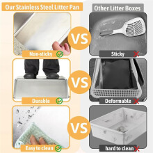 Stainless Steel Cat Litter Box, 17.5 X 13.5 X 6 Inch, Odour Proof Litter Pan, Non-Stick, Easy to Clean, Rust Resistant
