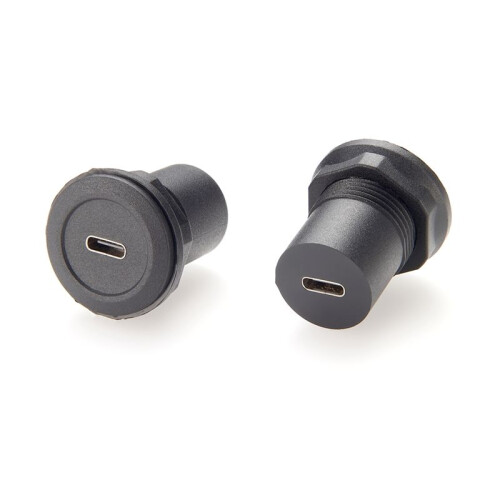 22mm USB Connector USB C Jack to USB C Jack Round Panel Mount Adapter USB 3.1 Panel Threaded Mount Coupler Converter 2