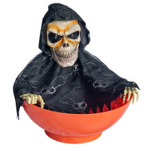 Porta-Caramelle di Halloween Porta-Caramelle con Movimento Porta-Caramelle di Halloween Porta-Frutta Fantasma con Occhi Illuminati e Suono Inquietante