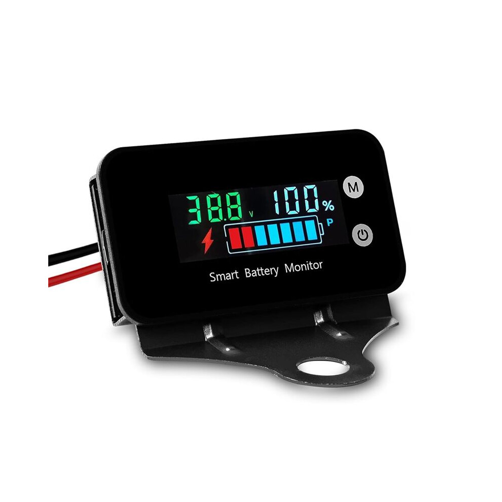 Ipx7 Waterproof Battery Monitor With Bracket 7-100V,Car Motorcycle Cart Battery Meter Buzzer Alarm & Temperature 6034189266258