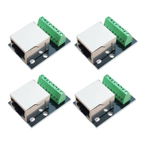 4PCS RJ45 Ethernet Female Socket Connector Breakout Board,2.54mm Connector Board Shielded Network Adapter Terminal