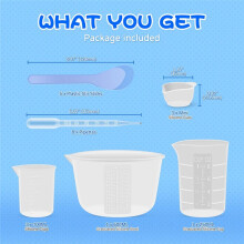Silicone Resin Mixing Measuring Cups for Resin Supplies, 600ml/20oz Bowl, 250 & 100ml Thickened Reusable Silicone Cups
