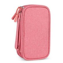 Portable Double-Deck Storage Bag for Digital Products-Travel Organizer for USB Cables, Headsets & Accessories