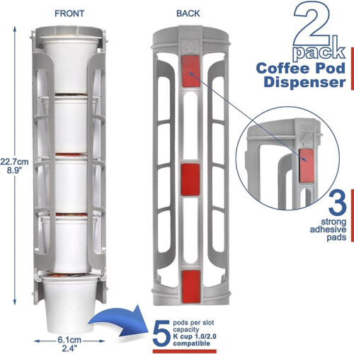 Supporto Laterale Porta Cialde Caffè 2 Pezzi per Dispenser Cialde K Cup per Macchine da Caffè Monodose Grigio 1