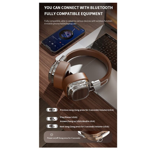 5.3 Retro Wireless Headset Heavy Bass Kopfhörer Mobiler Computer Multifunktions-Headset,B 1