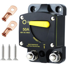 50 Amp Marine Circuit Breaker Resettable 50A with Manual Reset Button for Boat Trolling RV Yacht, 12V - 48V