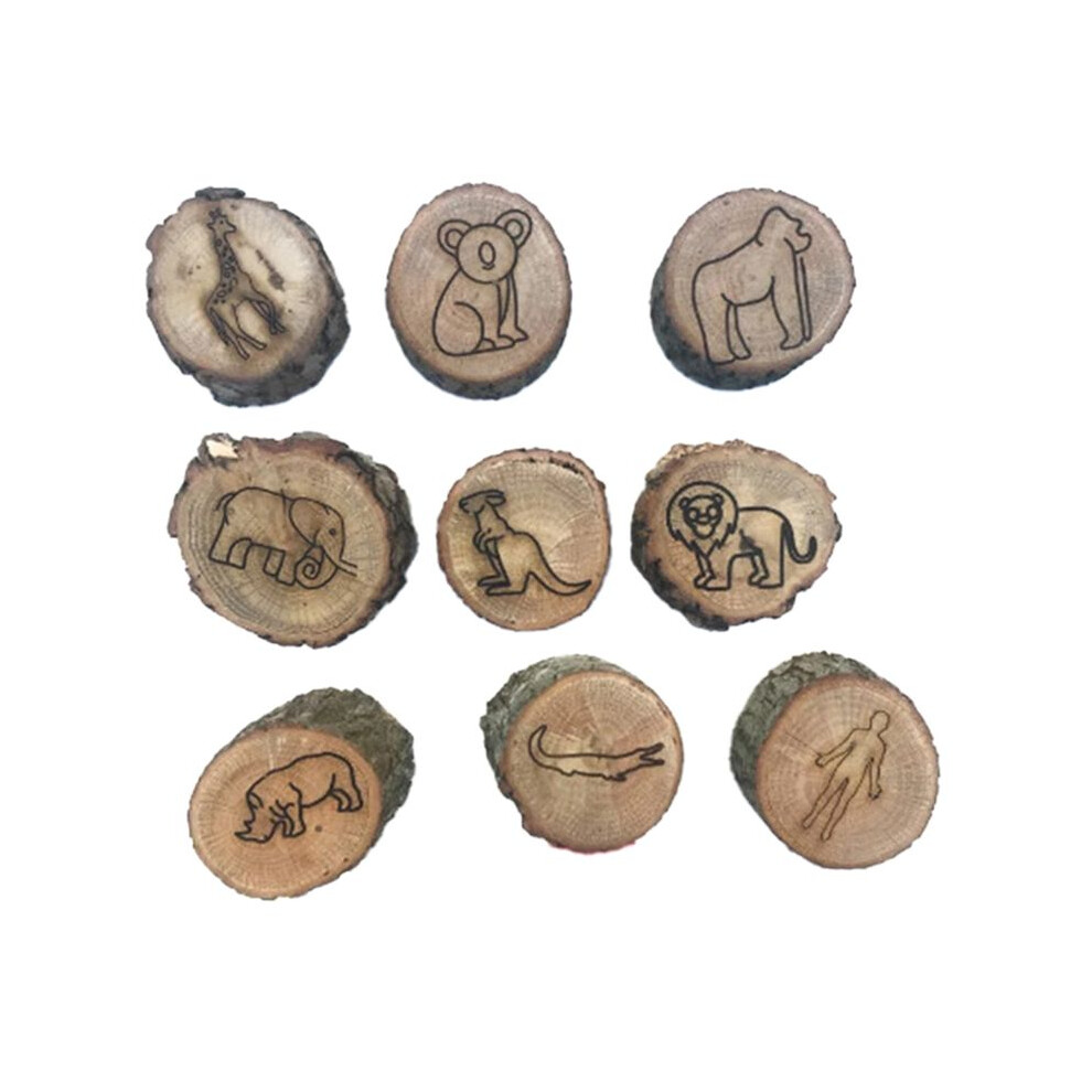 9Pcs Animal Tracks Stamps Mould Animal Footprints Engrave Wooden Children Toys Muddy Ground Snowfield Step Print Forest 4712560768264