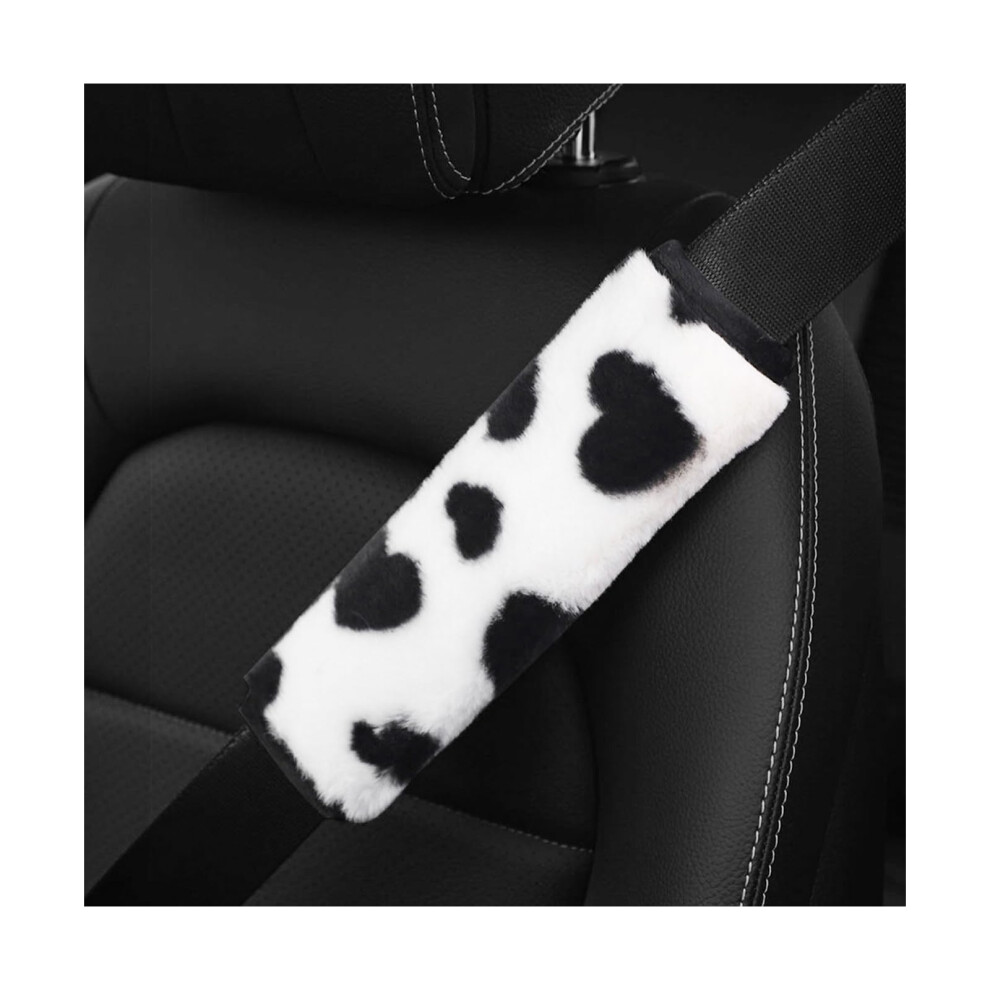 2Pcs Plush Seat Belt Covers For Cars, Soft Shoulder Pads With Heart Pattern, Comfort And Pressure Relief For Adults And Kids 9169991209104