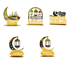 Ramadan Kareem Acrylic Ornaments Gold Moon Star Lantern Eid Mubarak Decorations C