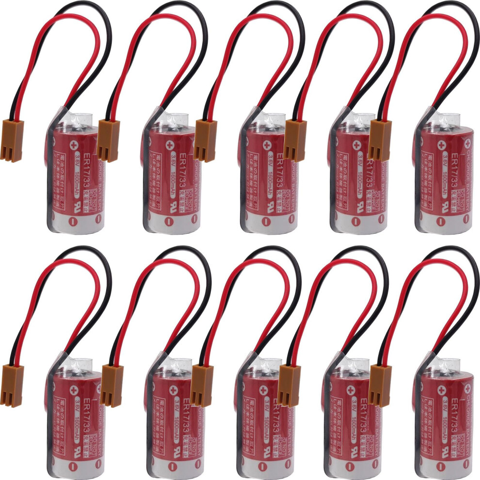 10Pcs Er17/33 3.6V 1600Mah Lithium Battery For Plc Industrial Control With Plug Brown 9169991209227