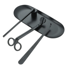 4 in 1 Stainless Steel Candle Accessory Set with Wick Trimmer Snuffer Dipper and Storage Tray Black
