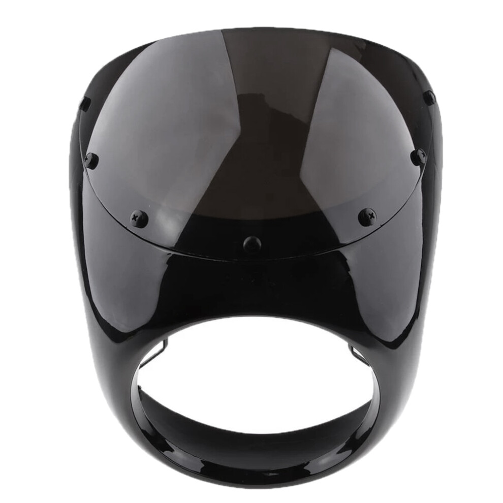 Motorcycle Front Headlight Fairing Windscreen Windshield Plastic Universal Cafe Racer Retro Headlight Wind Screen Black 4712896321263
