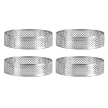 Paquete de 4 Anillos de Tarta de Acero Inoxidable de 2,4 Pulgadas, Anillo de Mousse de Pastel Perforado, Molde de Anillo de Pastel, Herramientas