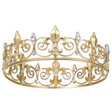 Royal King Crown for Men - Metal Prince Crowns and Tiaras, Full Round Birthday Party Hats,Medieval Accessories (Gold)