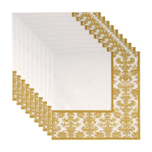 100Pcs Gold Printing Disposable Napkin Tissue Paper Printed Napkins for Restaurant and Hotel (Golden + White)