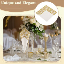 100Pcs Gold Printing Disposable Napkin Tissue Paper Printed Napkins for Restaurant and Hotel (Golden + White)