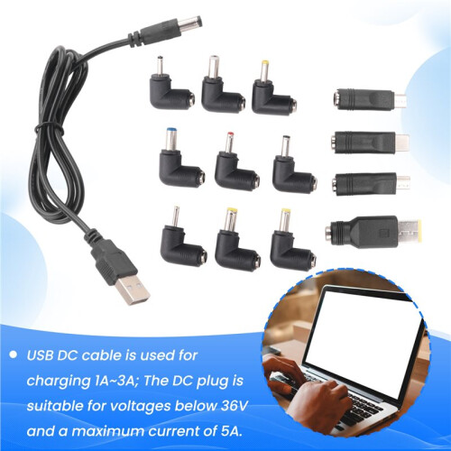 USB To  Power Cable Universal USB To  Jack Charging Cable Power Cord with 13 Interchangeable Plug Connectors Adapter 2