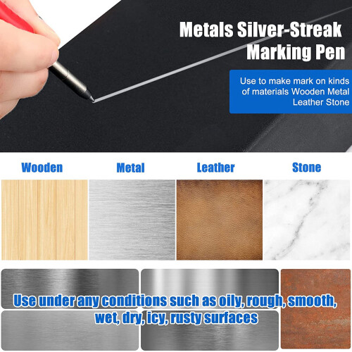 60 Pcs 2.8 mm Solid Silver Streak  Pencil Refills for Carpenter Mark Pencils Deep Hole Mechanical Pencil 2