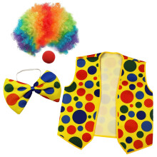 4 Pack Kostium Klauna-Klaun Nos Peruka Klauna Muszka i Kamizelka na Imprezy Cosplay KarnawałY Elementy Ubioru do Odgrywania RóL