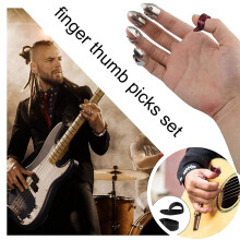 Adjustable Finger Thumb Picks Set Includes 8Pcs Stainless Steel Finger Picks 4Pcs Plastic Thumb Picks for Guitar Banjo