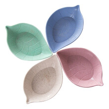 4 Pieces of Wheat Leaf-Shaped Dishes, Dipping Plate, Seasoning Plate, Side Plate, Leaf Fruit Plate