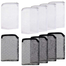 10 PçS Saco de Filtro de AquáRio Meio de Tanque de Peixes com Saco de Filtro de Malha com ZíPer Saco de Malha de AquáRio (Branco+Preto)