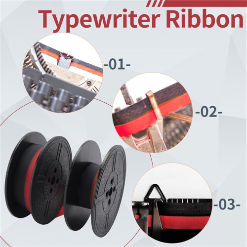 2Pack Typewriter Ribbon Twin Spool Typewriter Ribbon Red and Black Twin Spool Replacement Pack for Most Typewriter 2