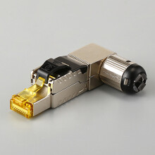 2 PeçAs RJ45 Plugue de Campo de Liga de Zinco Totalmente Blindado 90 Graus Angular CAT8 STP Conector de TerminaçãO de Campo Tipo Sem Ferramentas