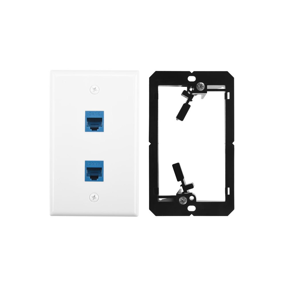 Ethernet Wall Plate With Low Voltage Mounting Bracket,Single Gang 2 Port Cat6 Ethernet Cable Wall Outlet 6033906272305