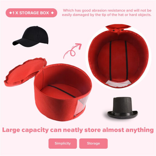 Hat Box Organizer Round Travel Hat Boxes Foldable Hat Storage Bag with Dustproof Lid Large Hat Storage Box Hat Boxes D 2