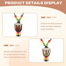 5 Pcs Instrument Necklaces Djembe Drum Pendant African Drum Wooden Necklace Drums and Percussion
