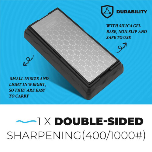 Double-Sided Diamond Sharpening Stone,Whetstone Honeycomb Surface Plate with Non-Slip Base(400/1000 Grit) 2