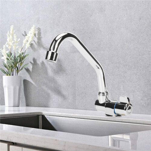 Foldable RV Faucet Rotating Single Handle Deck/Wall Mounted RV Kitchen Tap Copper Cold Water 2
