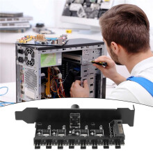 Regolatore di Velocità Della Ventola di Raffreddamento 'Hub Della Ventola a 8 Canali Pc per CPU Case HDD VGA PWM Fan Staffa PCI Alimentazione da