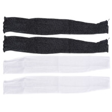 2 Pairs Women Long Lace Gloves Sun Arms Legs Sleeves Fingerless Tulle Sunscreen Accessory Black White