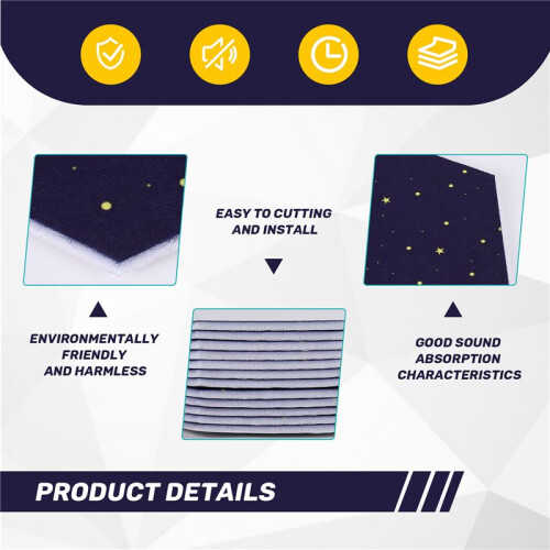 12 Pack Starry Sky Hexagon Acoustic Panels,Sound Proofing Padding,Sound Absorbing Panel for Studio Acoustic Treatment 1