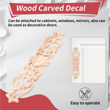 CalcomaníAs Talladas en Madera de 30Cm X 7Cm, Flor de Esquina Tallada, DecoracióN del Hogar, Armario, Puerta, Cama, Parche Decorativo, Aplique de