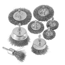 8 Piece Wire Brush Wheel Cup Brush Set 1/4Inch Hex Shank Coarse Crimped Carbon Steel Wire Wheel for Rust Removal
