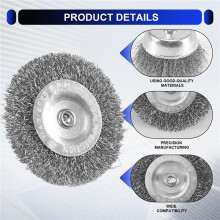 8 Piece Wire Brush Wheel Cup Brush Set 1/4Inch Hex Shank Coarse Crimped Carbon Steel Wire Wheel for Rust Removal