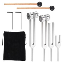 Tuning Fork Set (128Hz, 136.1Hz, 512Hz,4096Hz) of Tuning Forks with Reflex Hammer for Healing Chakra Set Healing Musical