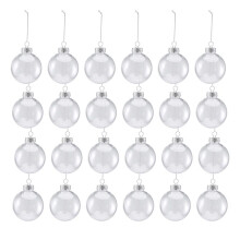 24PCS Clear Plastic Fillable Christmas Balls 8cm DIY Xmas Tree Ornament Decoration Arts Crafts