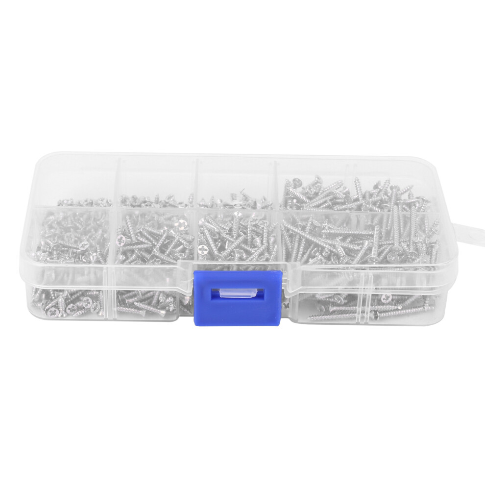 800Pcs Stainless Steel Self Tapping Screw Assortment Kit Lock Nut Wood Thread Nail Screw Sets M2 6031088608646