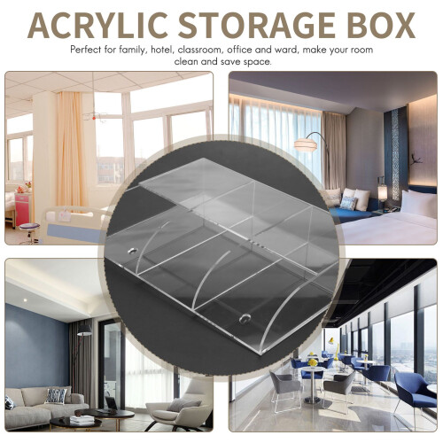 Clear Acrylic Remote Control Holder Wall Mount Media Organizer Storage Box (Three Compartments) 2