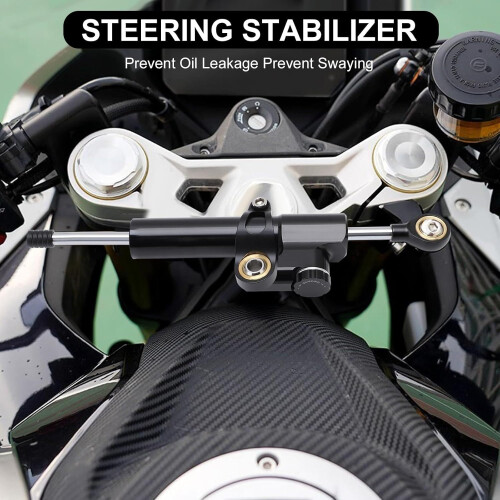 Universal Motorcycle Steering Damper with Bracket, CNC Aluminum Adjustable Steering Stabilizer for Enhanced Stability 2
