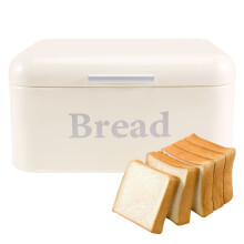 Vintage Bread Box Cupboard Iron Snack Box Desktop Finishing Dust-Proof Storage Box Storage Bin Keeper Food Kitchen Shelf Decor White