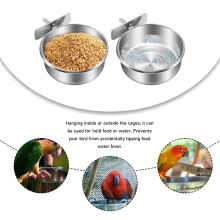 2 Pack Bird Cage Food Water Dispenser  Food Dish Bird Feeder Cup for Cage, Stainless Steel Bird Food Holder Container for  Macaws Ferret