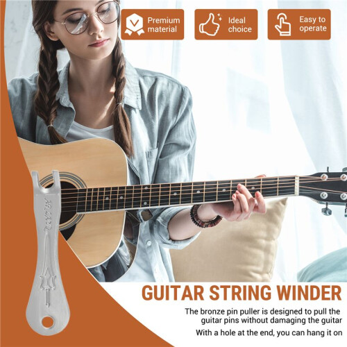 3Pcs Guitar Repair Maintenance Tool Guitar String Winder, Guitar Bridge Pins Puller Peg Remover, Guitar String Cutter Plier Wire Puller