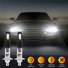 2X H1 6000K Super Bright White 6000LM DRL LED Headlight Bulb Kit High-